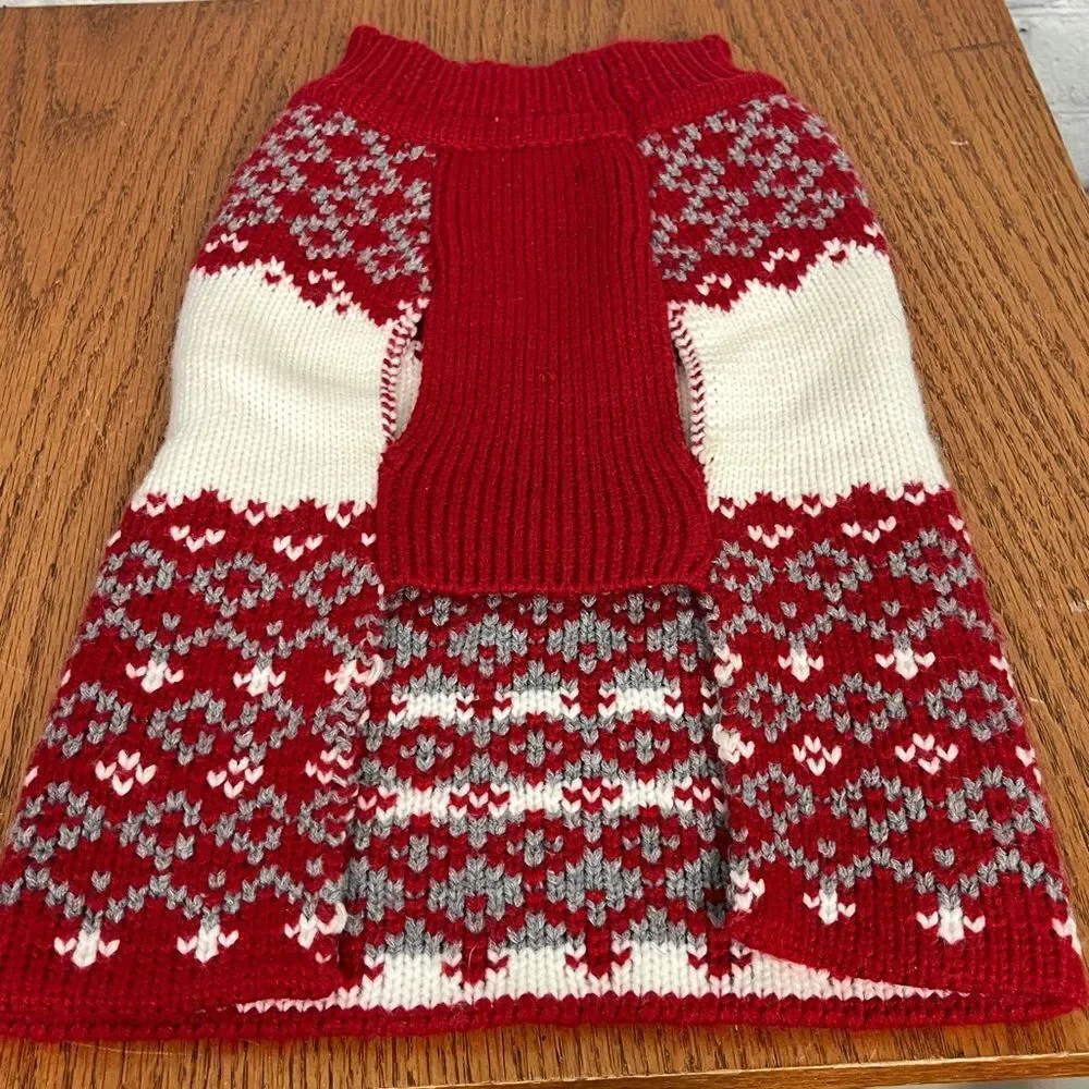 Telluride Clothing Company Knit Dog Sweater Fair Isle w/ Reindeer Medium